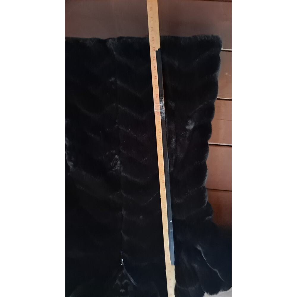 Liz Claiborne Faux Fur Black Collared Full Zip Jacket Pockets Size Large - Picture 4 of 5